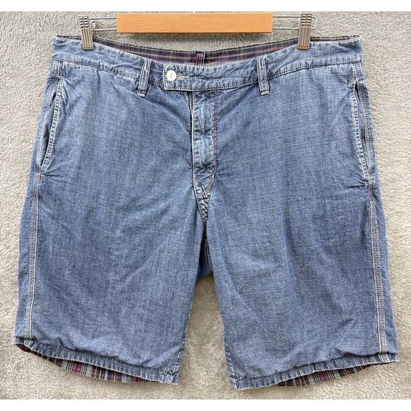 Ralph Lauren Yacht Club‎ Shorts Mens 34 Chambray Stripe Reversible Marine Chino - Picture 3 of 9